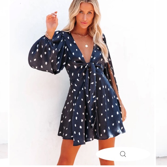 Vici Dolls | Later Babe Printed Satin Tie Front Dress - Picture 1 of 11